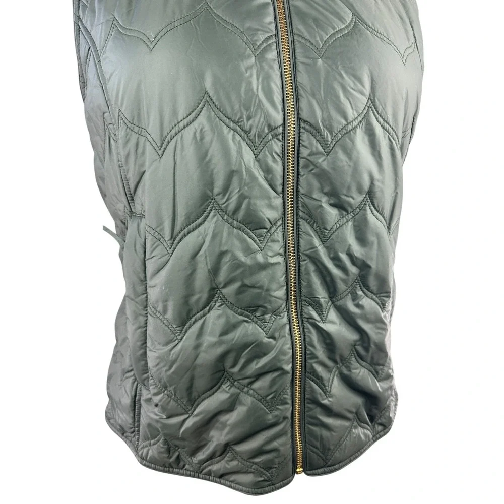 Vineyard Vines Chevron Quilted Whale Tail Vest Green Gold Full Zip Women's Large - Picture 7 of 14